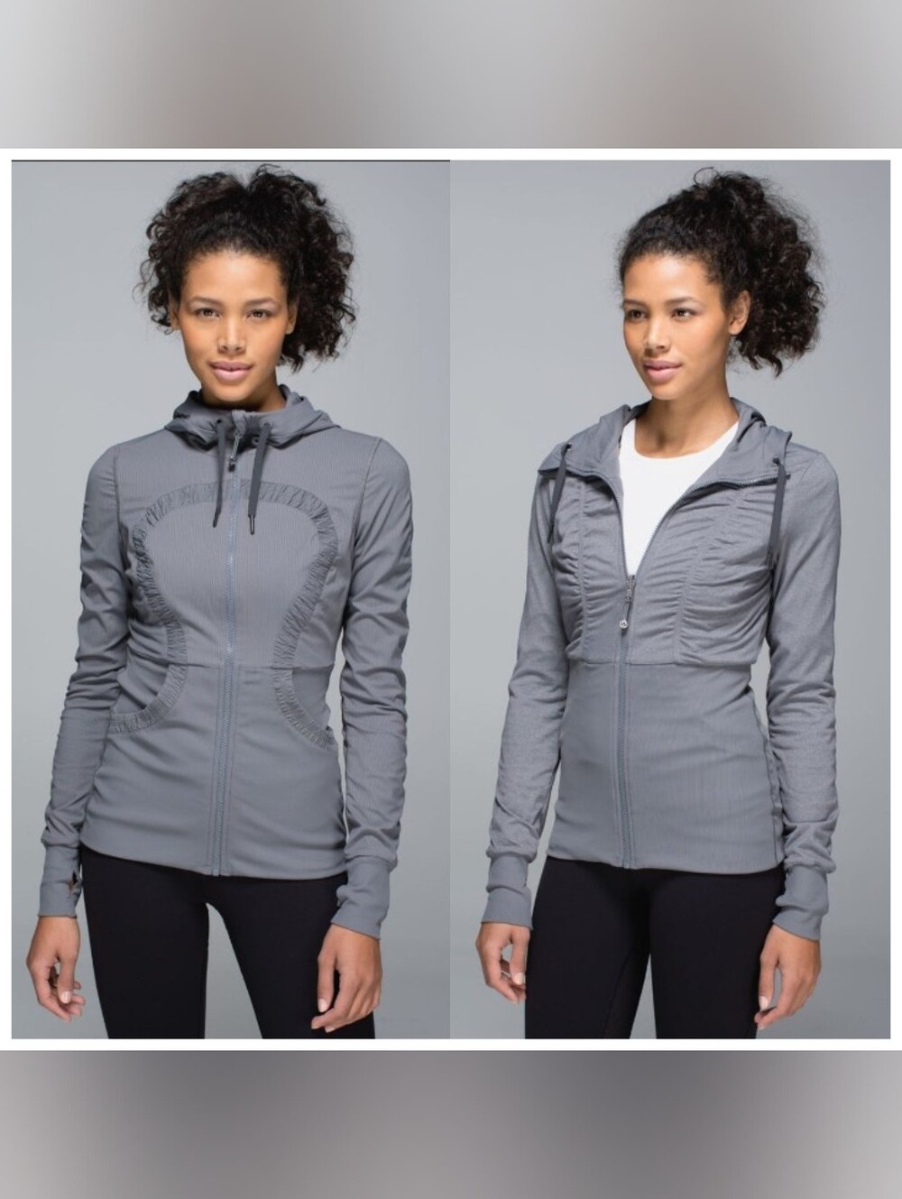 Lululemon Dance Studio III Jacket Slate Reversible Hooded Zip Up 8